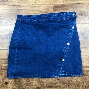 We The Free Asymmetrical Denim Snap Skirt